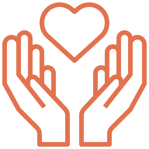 Outline of two hands held up with a heart shape above them, symbolizing care, support, or giving—an image that reflects the essence of Family Support Services.